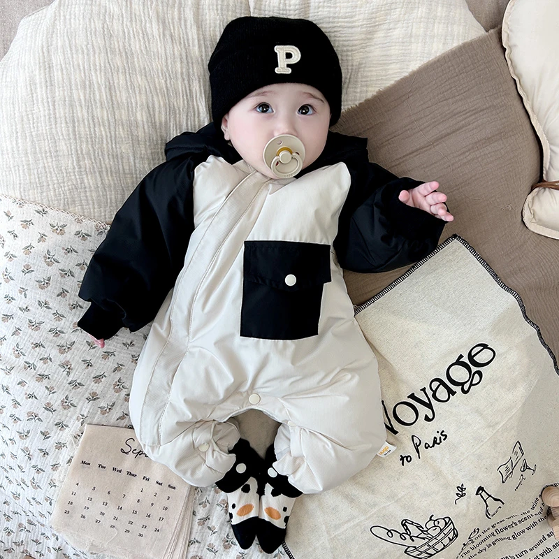 MK&UR.BV夹棉连体衣棉服秋冬季装男女宝宝超萌外出穿抱衣加绒加厚