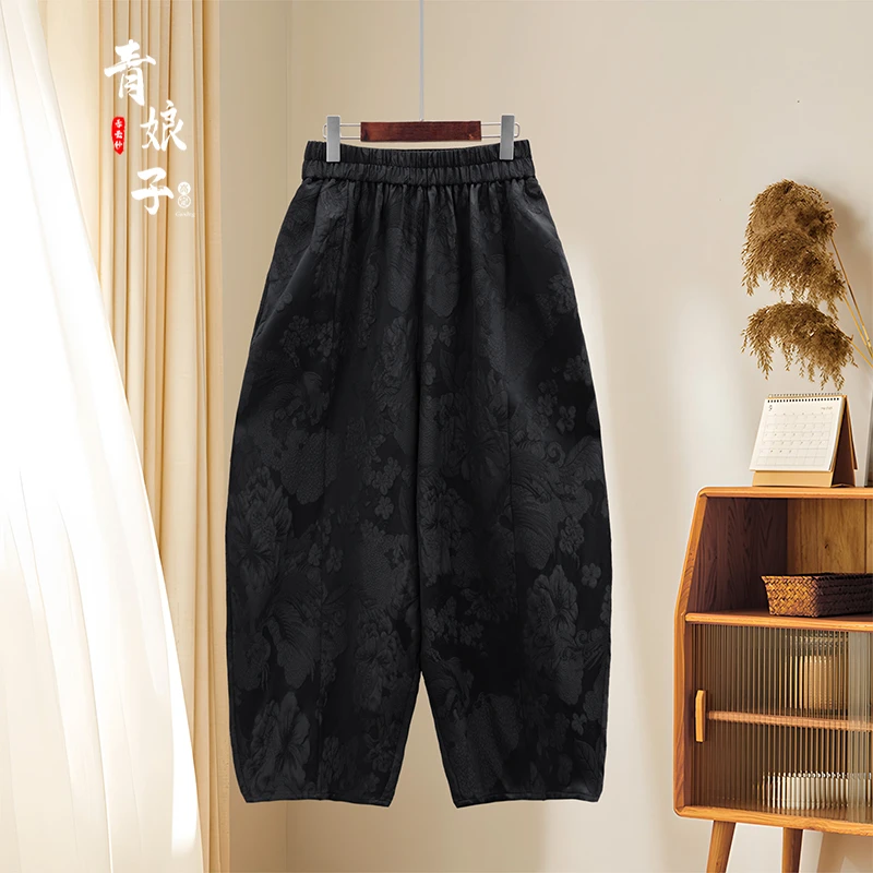 青娘子（梦澜）新潮休闲国风新中式宽松百搭灯笼裤--香云纱60228