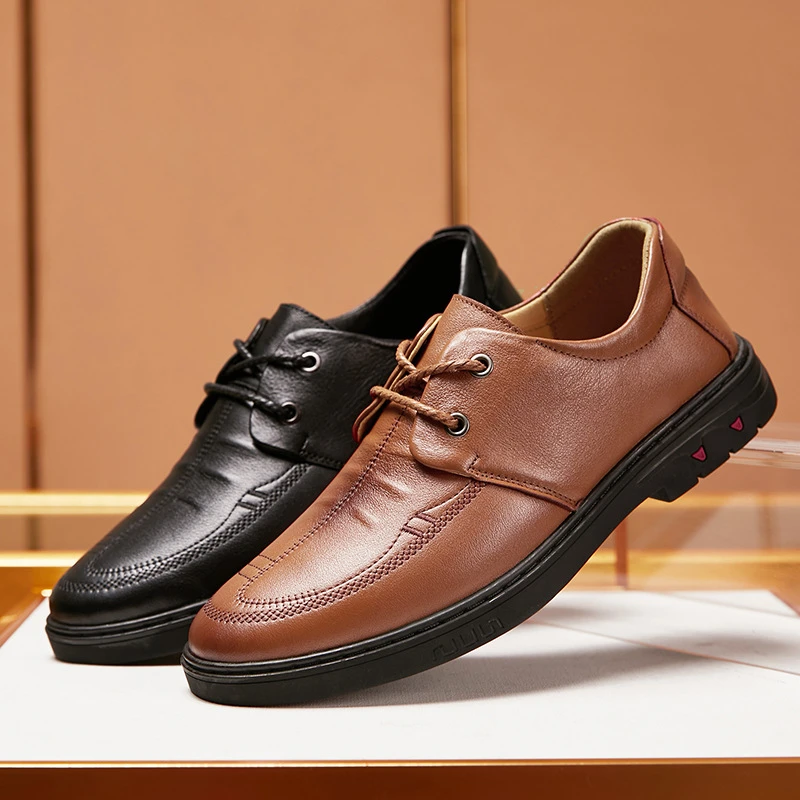 【4折爆款】2025秋季新款真皮男士绑带休闲鞋 电绣压纹舒适上线男鞋