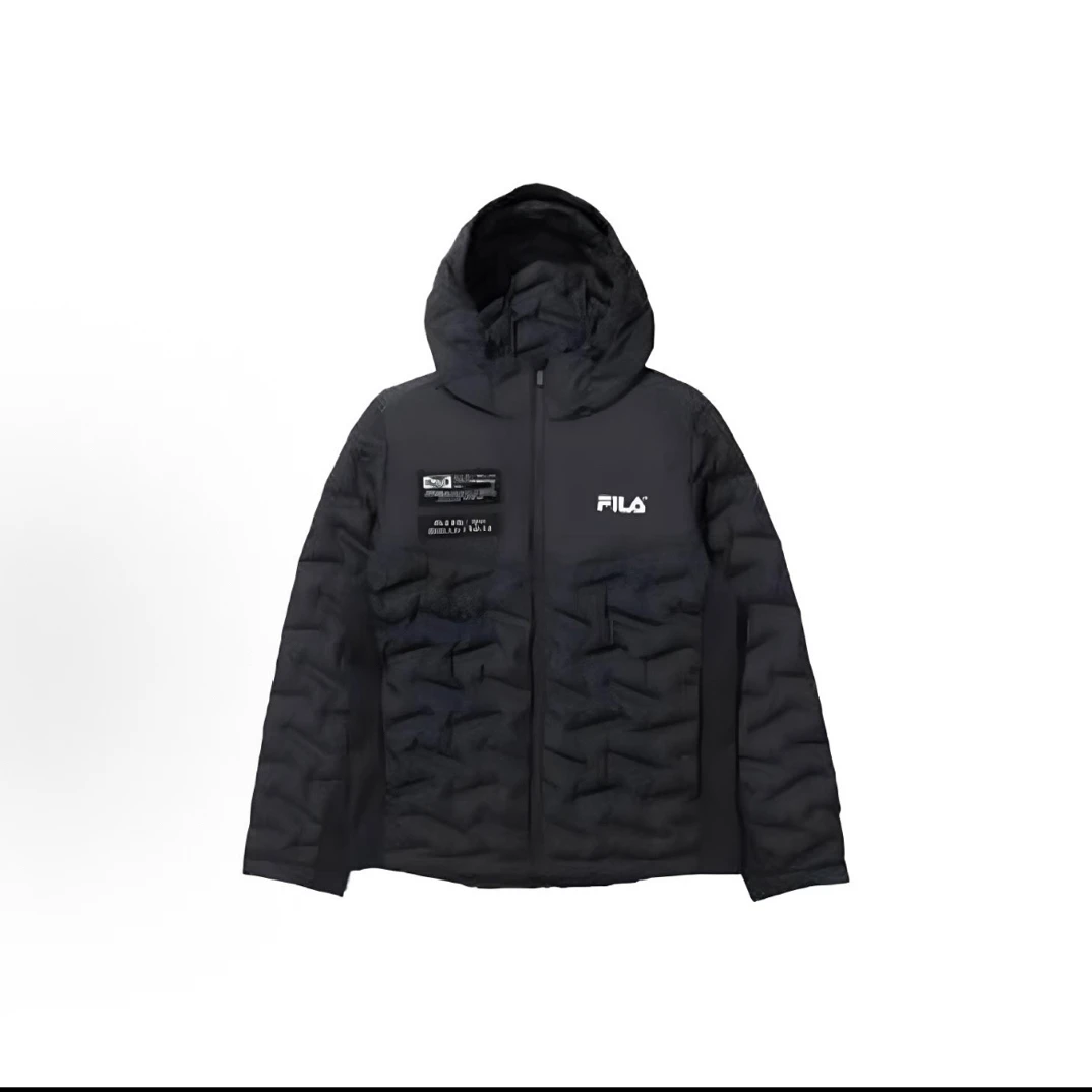 C仓.53.FILA斐乐轻薄连帽羽绒服防水黑色商务简约秋冬外套