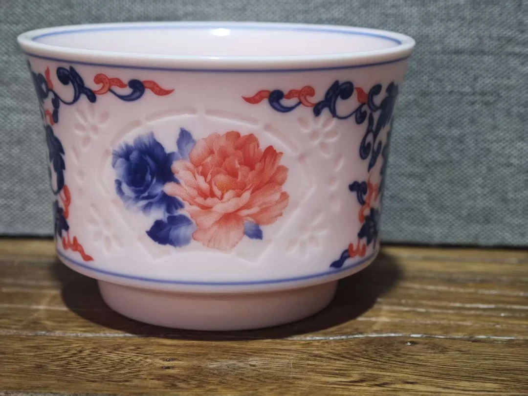 仿古瓷 景德镇仿古瓷陶瓷复古青花缠枝莲马蹄杯陶瓷茶具