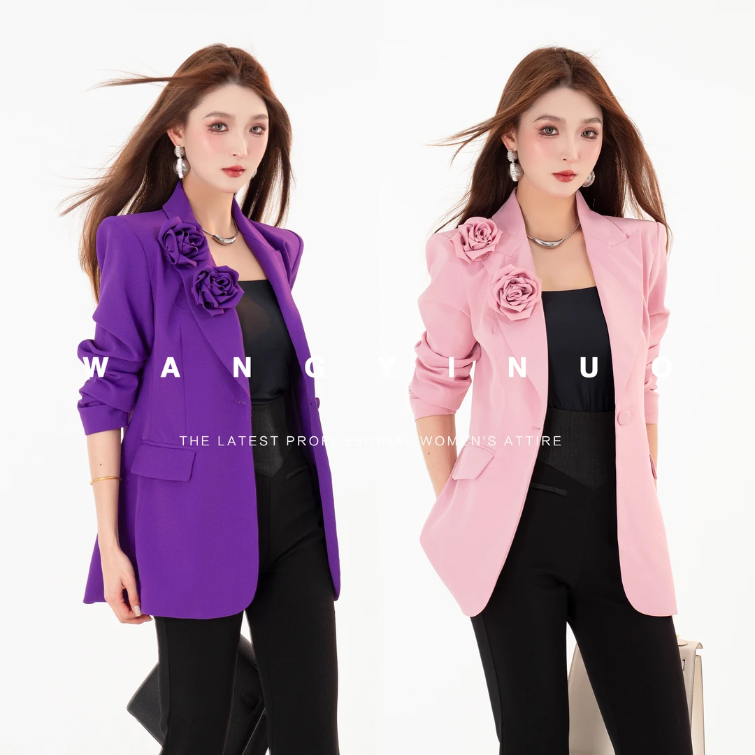 MD定制·依诺【繁花齐开】2025春季气质时尚百搭设计师立体花西装