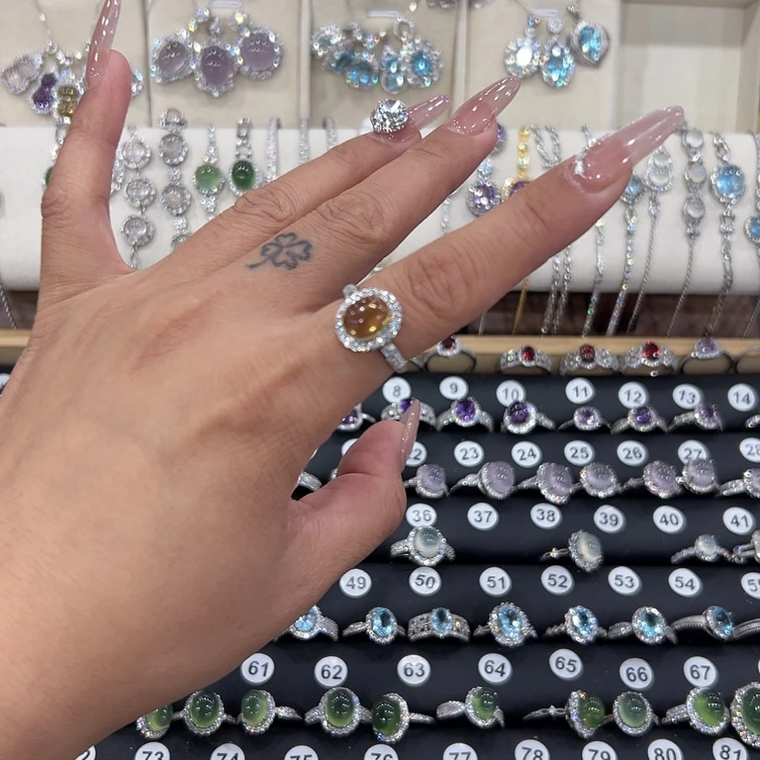 T***a戒指黄晶银S925镶嵌