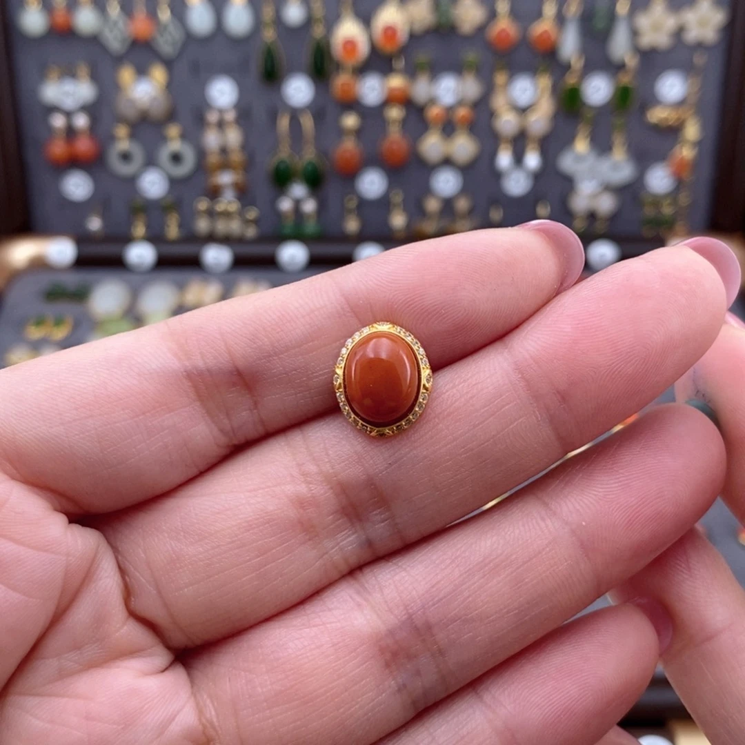 银S925镶嵌和田玉耳饰紫*