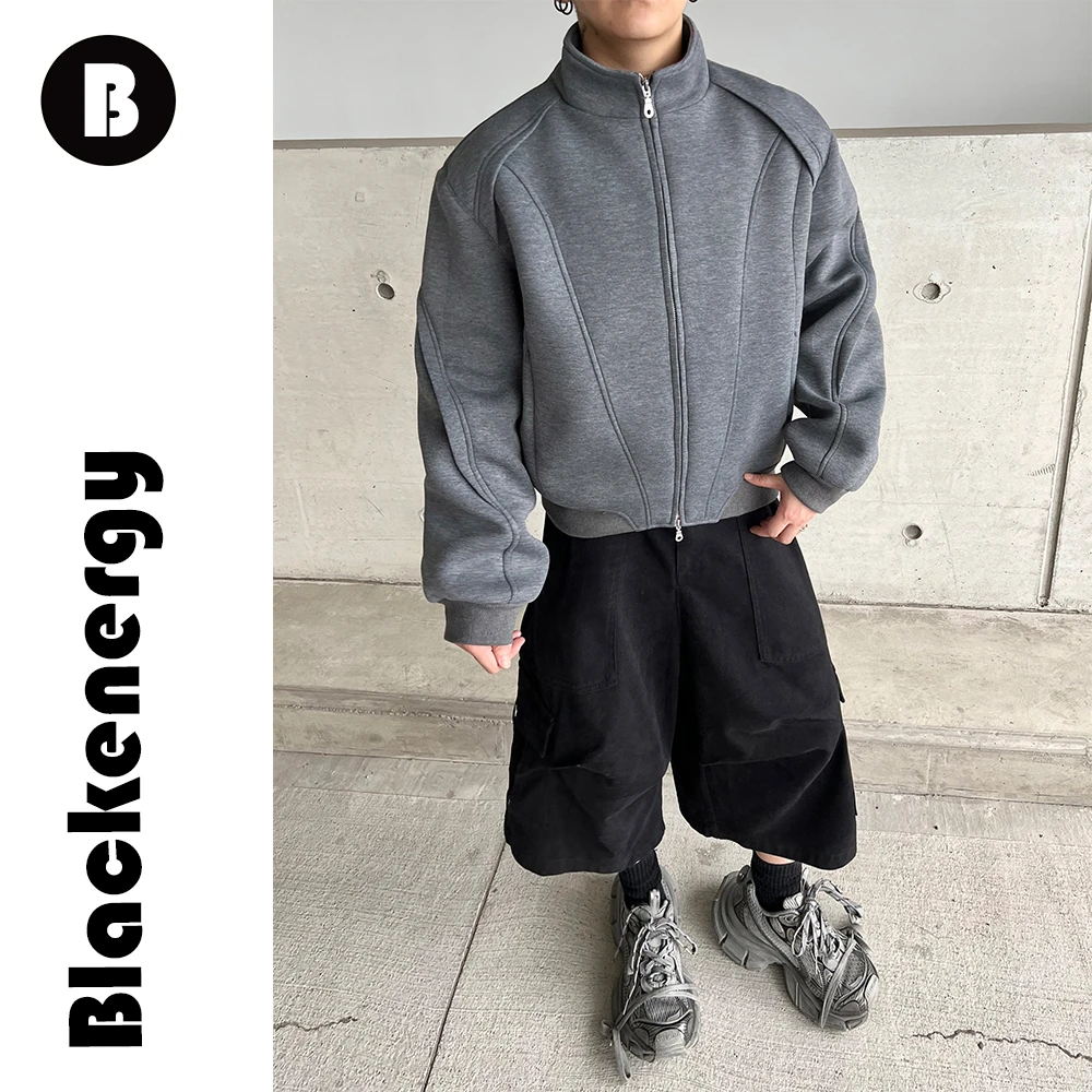 立领卫衣男士秋冬季情侣极简纯色小众美式重磅空气层廓形外套潮流