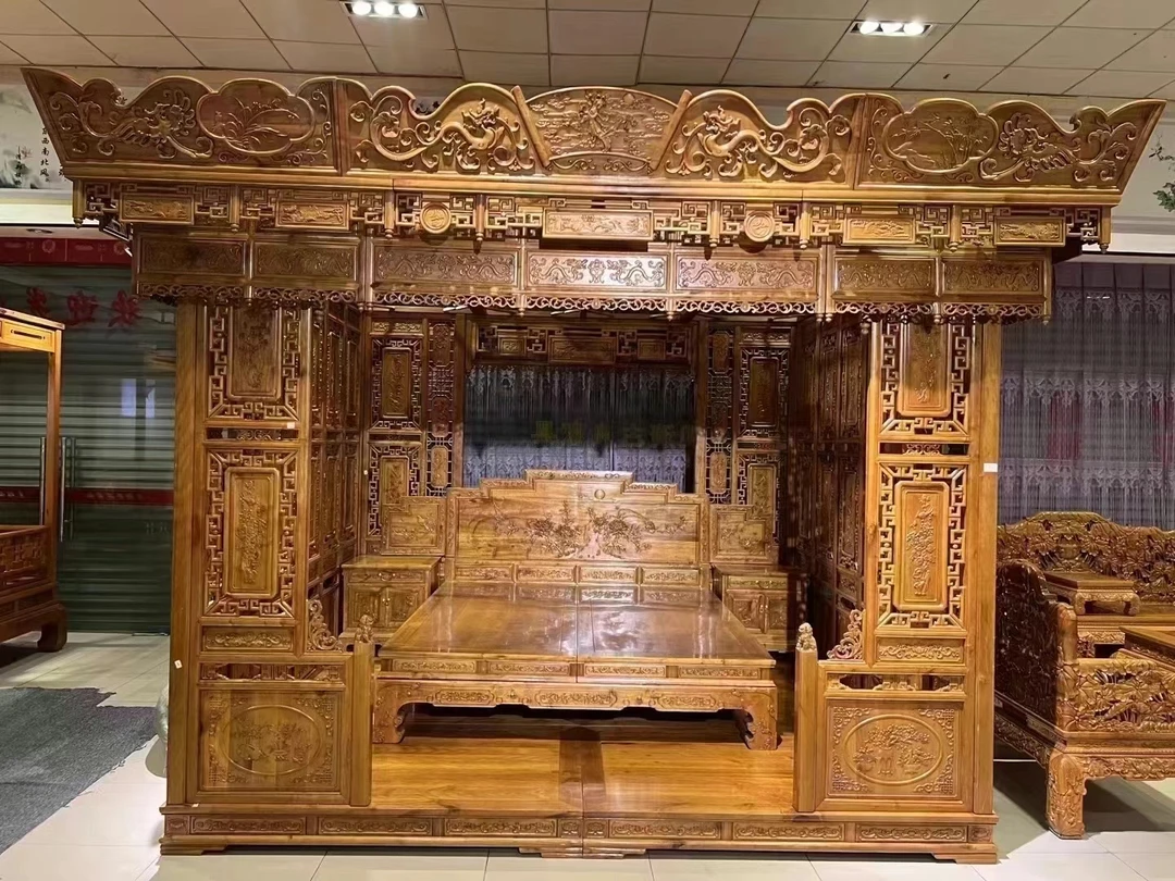 金丝楠小叶桢楠四季如春千工拔步床架子床床中床榫卯结构无拼补