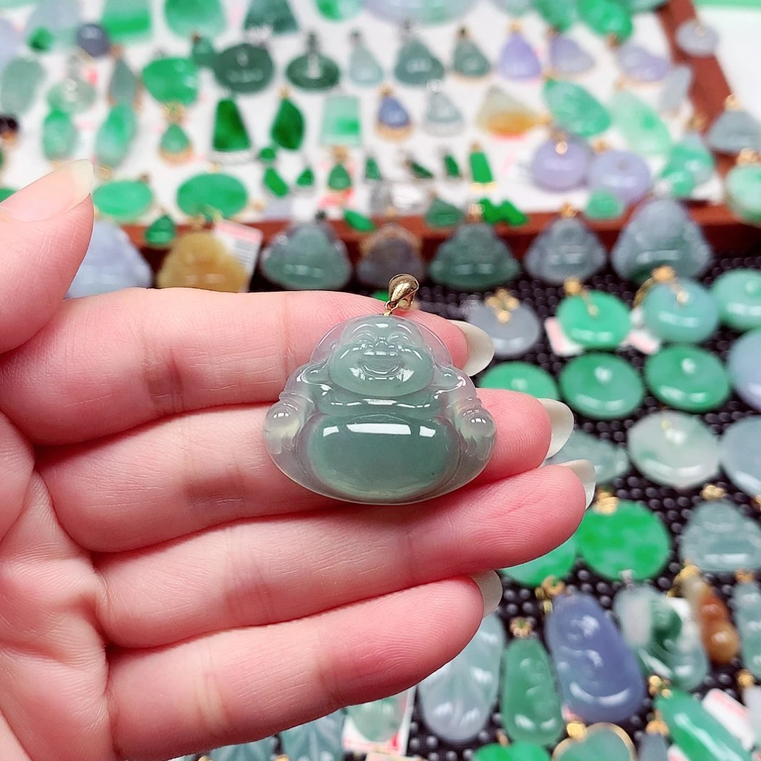 翡翠18K金镶嵌吊坠(不含链)
