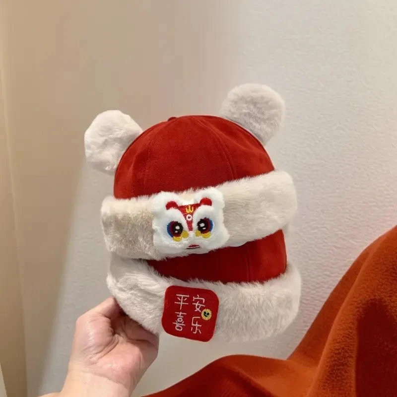 婴儿帽子秋冬款地主帽男女宝宝可爱瓜皮帽 红色周岁保暖2025