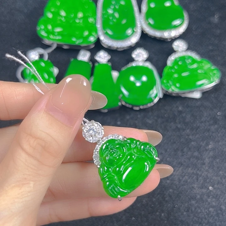 翡翠银S925镶嵌吊坠(不含链)