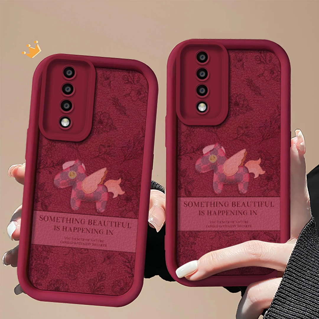 适用荣耀80手机壳80Pro硅胶80SE简约小马红防摔80GT女款80Pro直屏