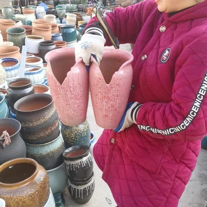 红陶口14高26两个盆