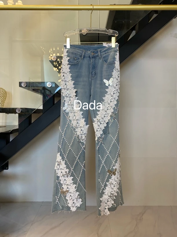 Dada设计款新款重工个性款修身显瘦高腰牛子裤C11098