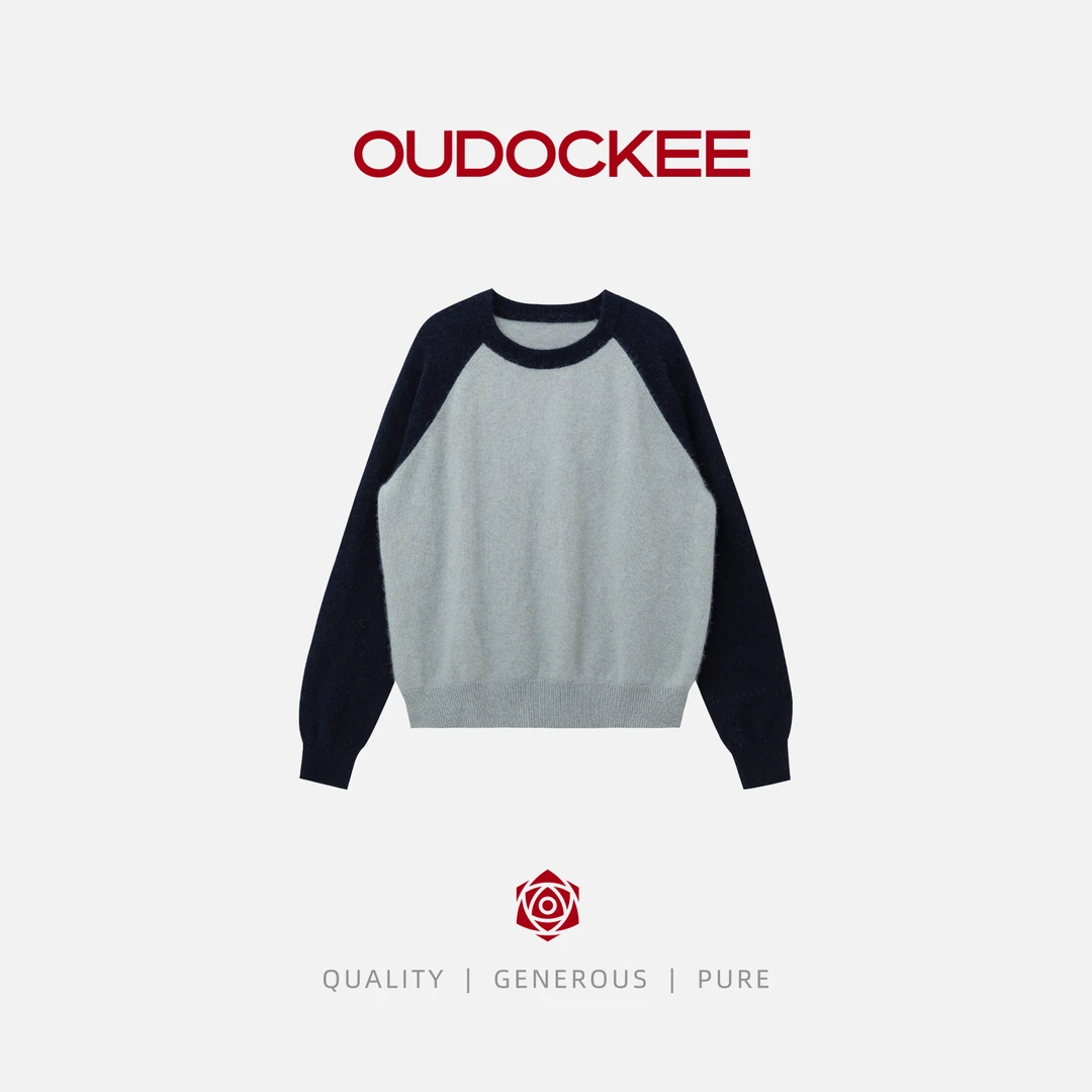 OUDOCKEE 鸥鸥【兔毛+绵羊毛】时尚休闲慵懒风撞色针织衫 MACG833T