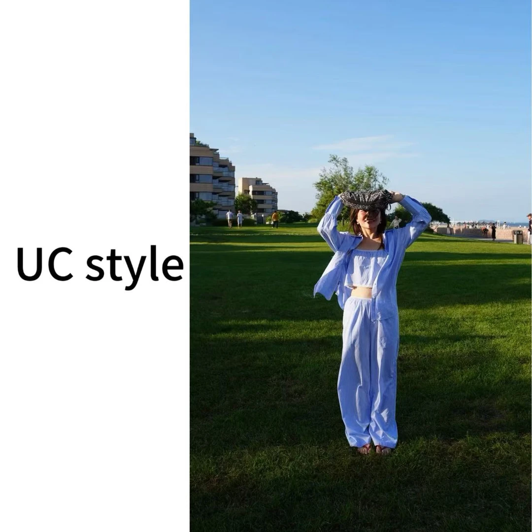 【UC STYLE】A8512’线条主义‘夏日海岛度假条纹套装主播穿S码