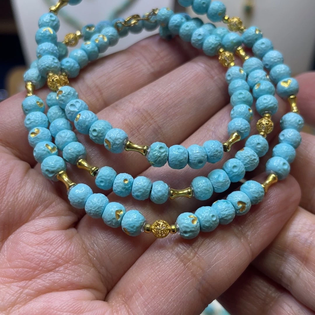 绿松石18K金镶嵌锁骨链