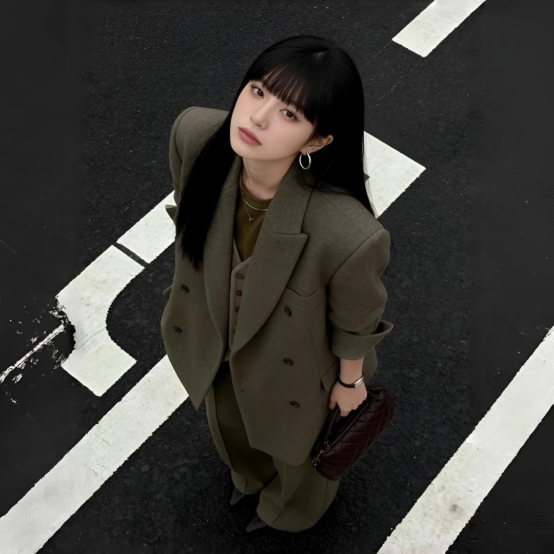 老钱风高智感轻奢毛呢西装套装女冬气质洋气休闲外套阔腿裤两件套