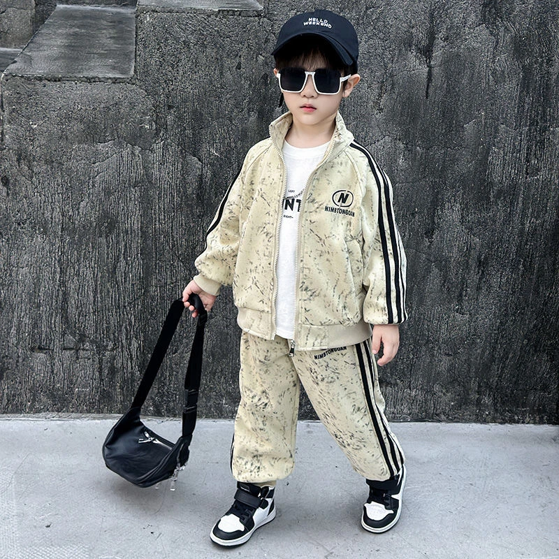 男童春秋套装2025新款潮帅气时髦儿童针织运动装男宝宝春秋季开衫