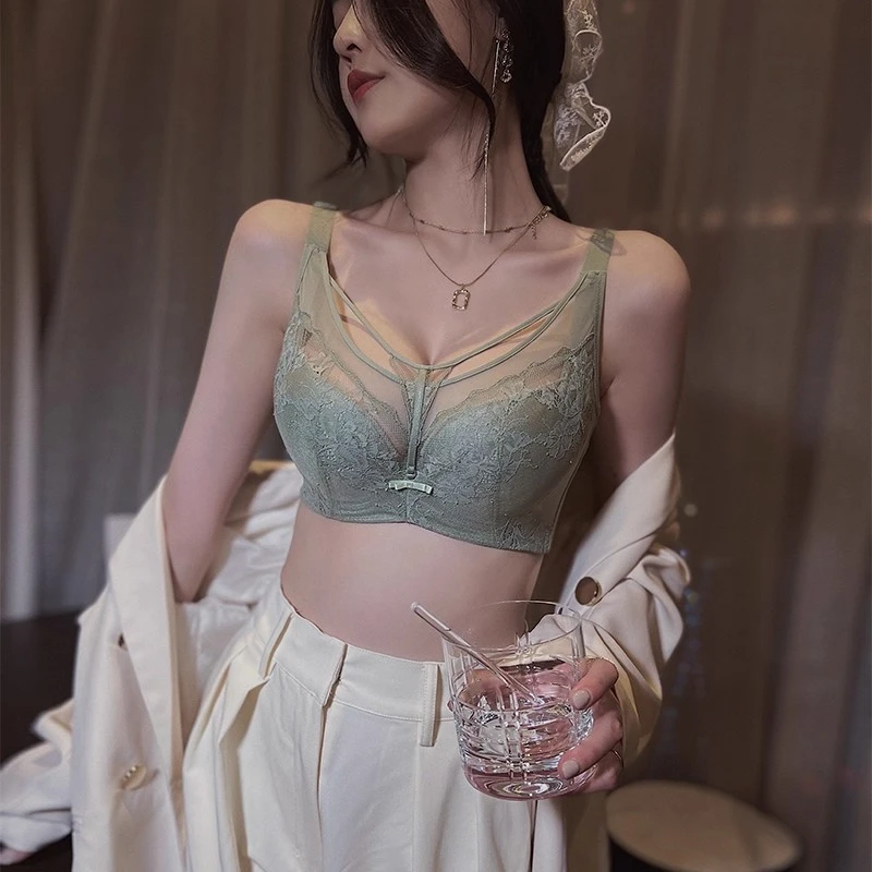 美容院内衣女薄款大胸显小调整型收副乳防下垂抹胸防走光文胸罩