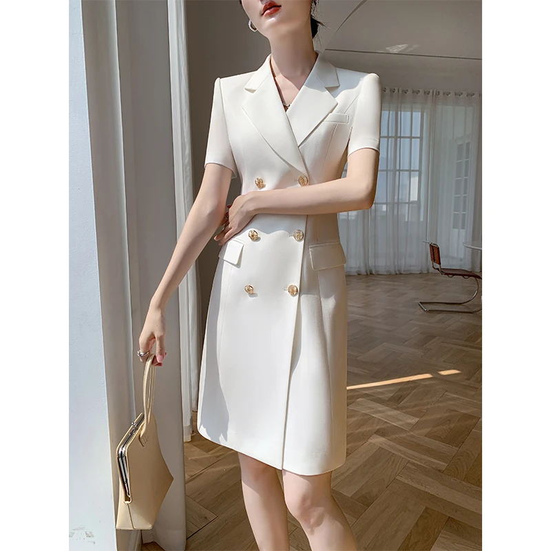 夏季西装连衣裙女2025新款高级感休闲职业气质通勤女神范夏天裙子