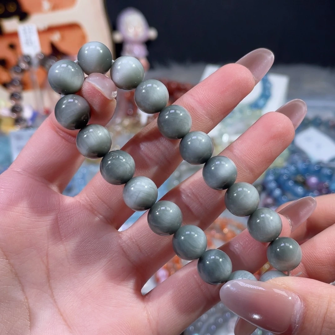 未镶嵌手链水晶强猫鹰眼石10mm