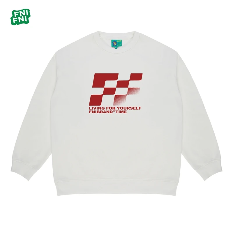 FNI国潮重磅棉（棋盘格FF）男女同款加绒长袖圆领卫衣早秋冬款胶浆