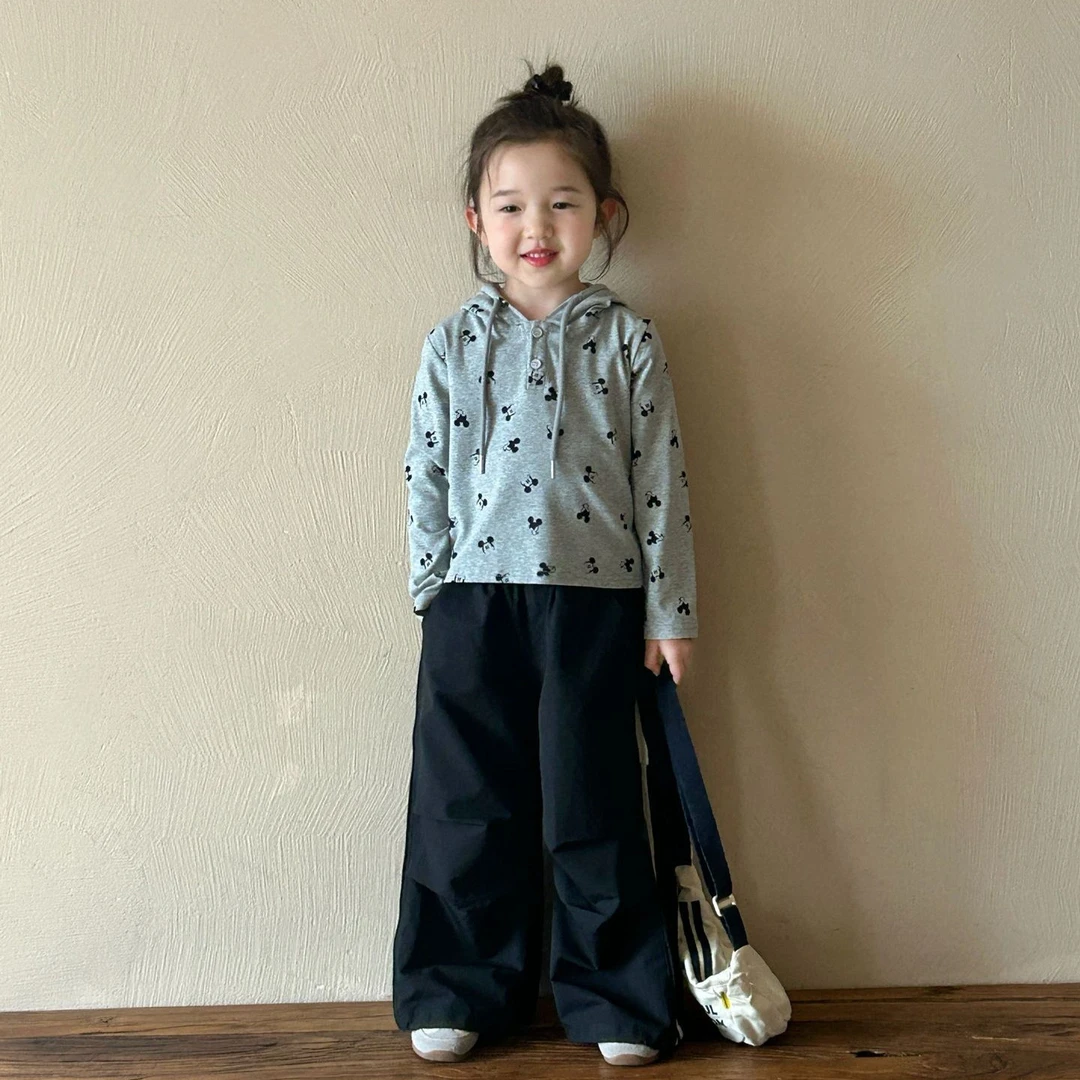 2025春季新款童装 韩版童装 女童卡通印花连帽T恤 幼儿园T恤