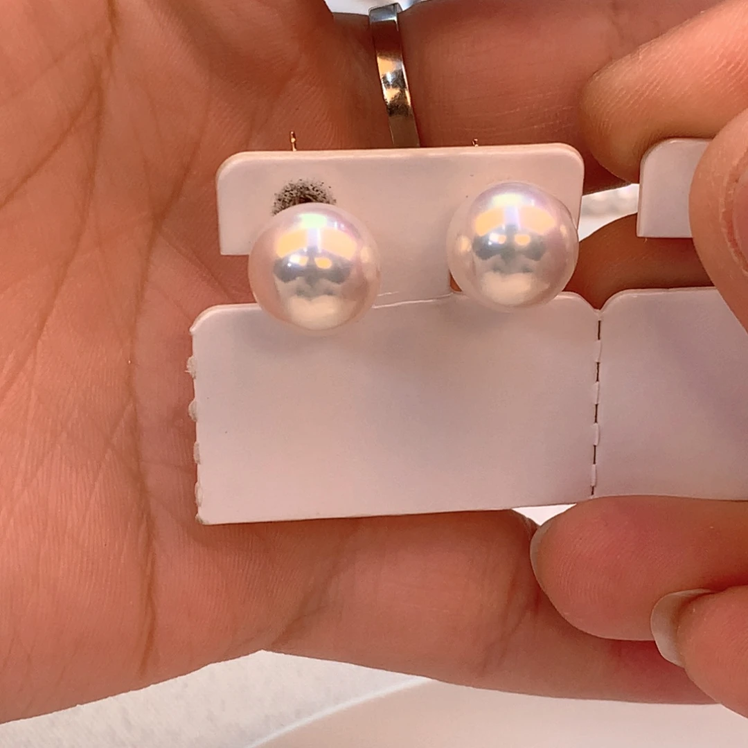 淡水珍珠耳饰18K金镶嵌