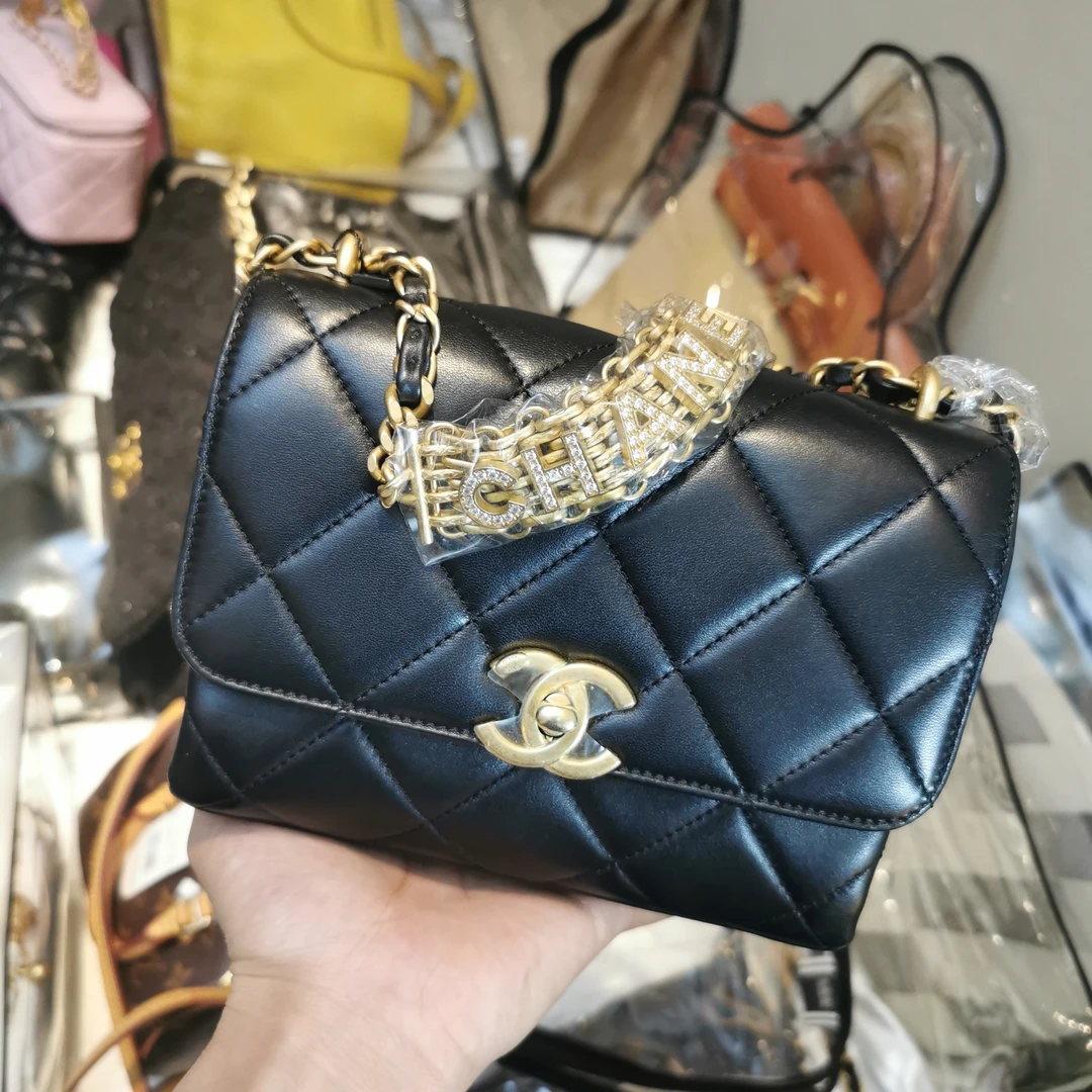 99新 Chanel/香奈儿 包展 黑金中22系列单肩包