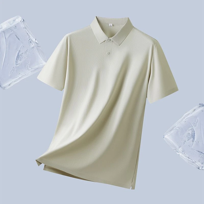 夏季薄款Polo衫菠萝提花面料简约翻领男士polo商务t恤