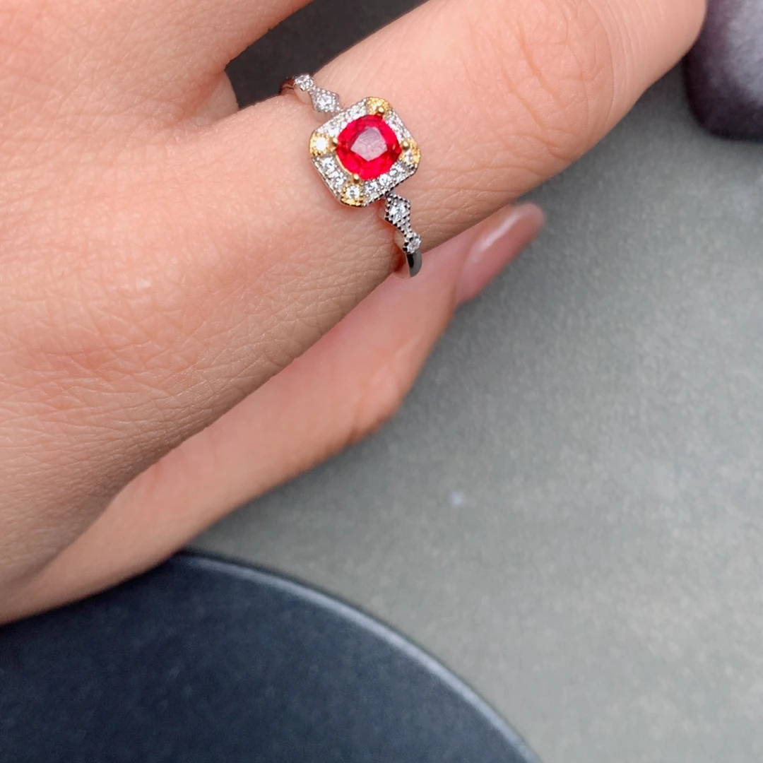 尖晶石戒指银S925镶嵌天然绝地武士戒指