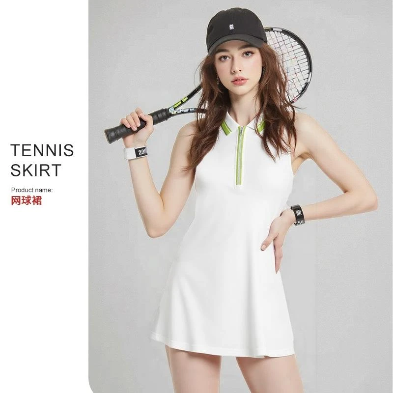 LULUISSUE新款网球裙女夏季羽毛球连身裙运动跑步带打底瑜伽短裙