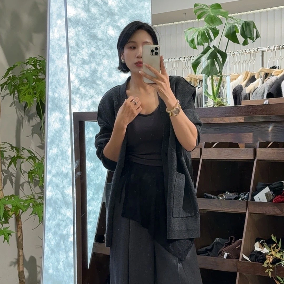 高级感V领开衫大口袋设计宽松显瘦宽松复古休闲穿搭冬25029