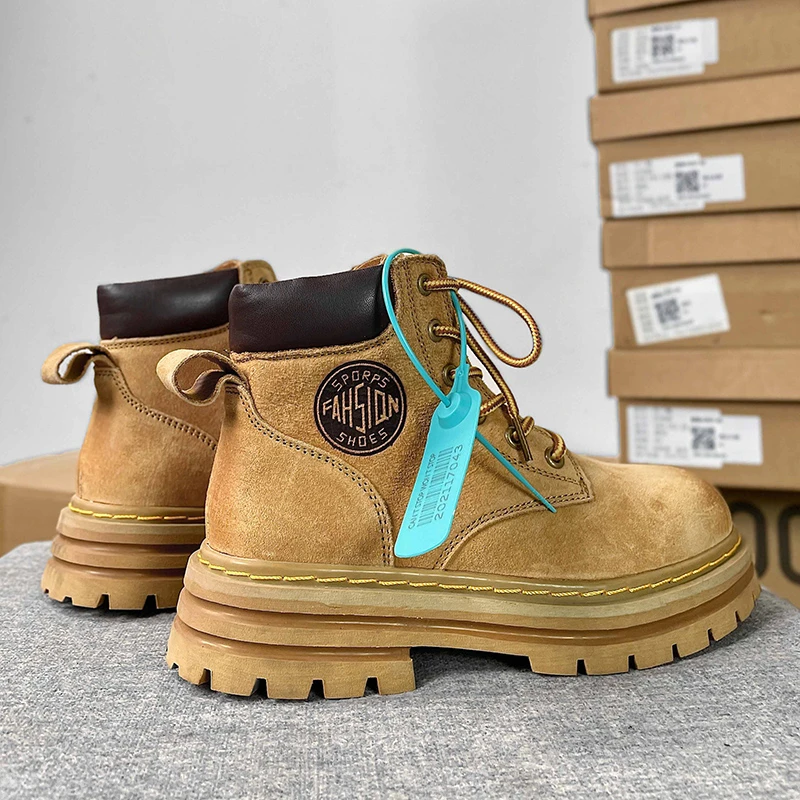 高质量~正品反绒大黄靴马丁靴男鞋2025新款户外工装鞋踢不烂女潮