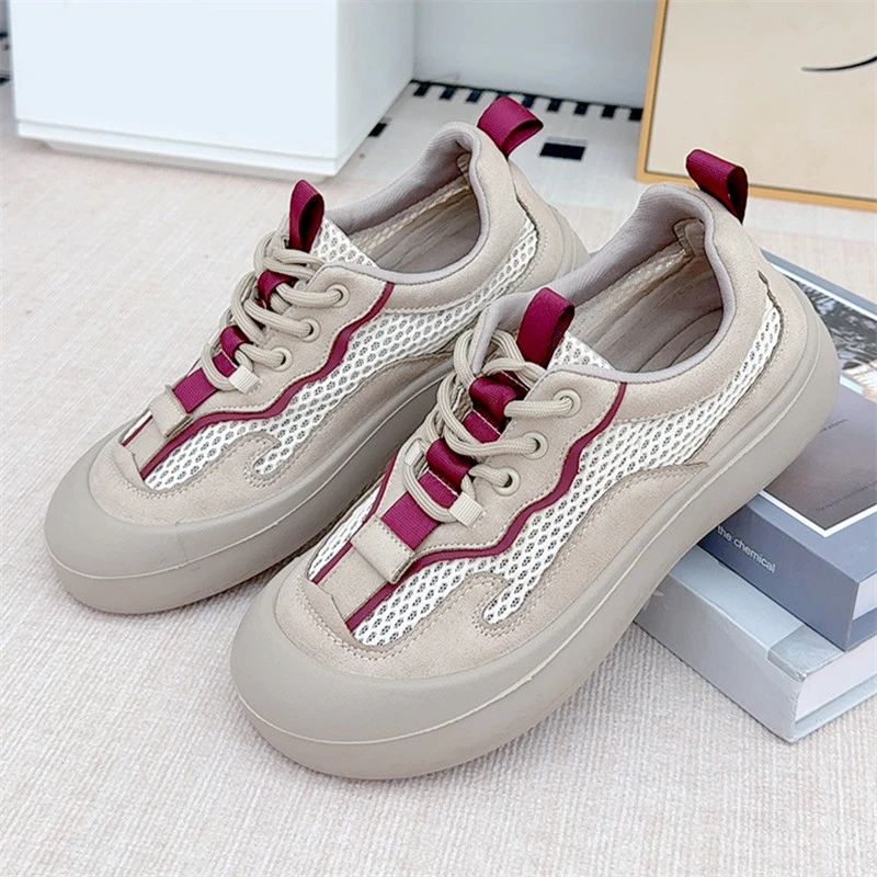 春季爆款学生网鞋透气老爹鞋女2025新款百搭轻便女网鞋软底休闲鞋