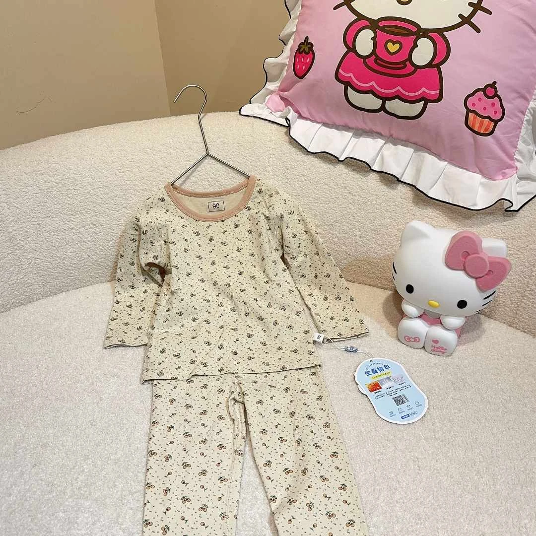 萌小汐-【12813樱桃】无骨生姜抗菌莱卡家居服套装