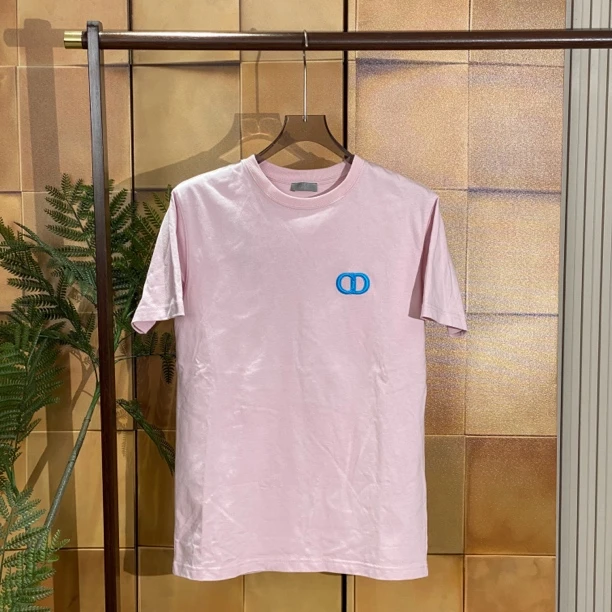 99新 DIOR/迪奥 24ss新款粉色刺绣CD字母logo短袖/xxs码/23673