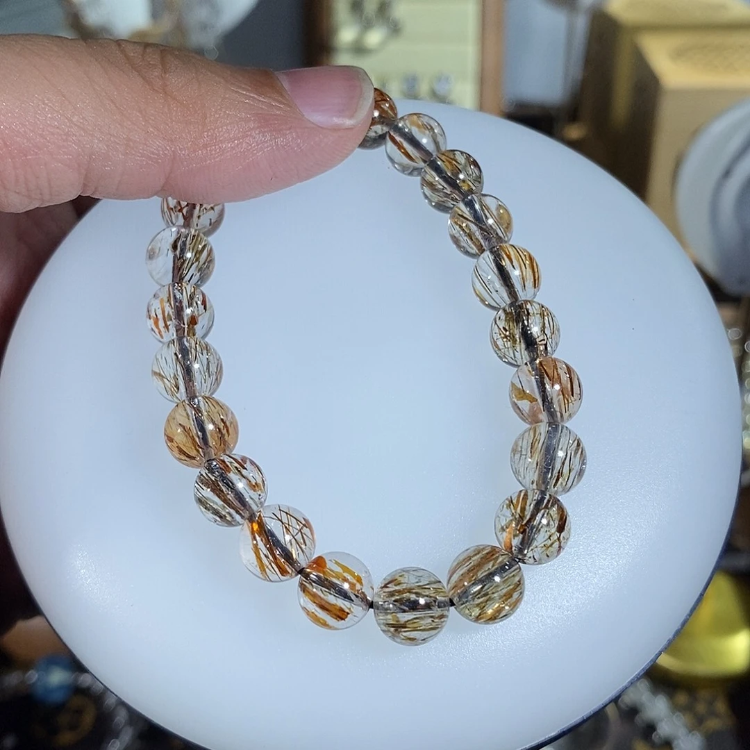 水晶手链未镶嵌8.6mm黑金超