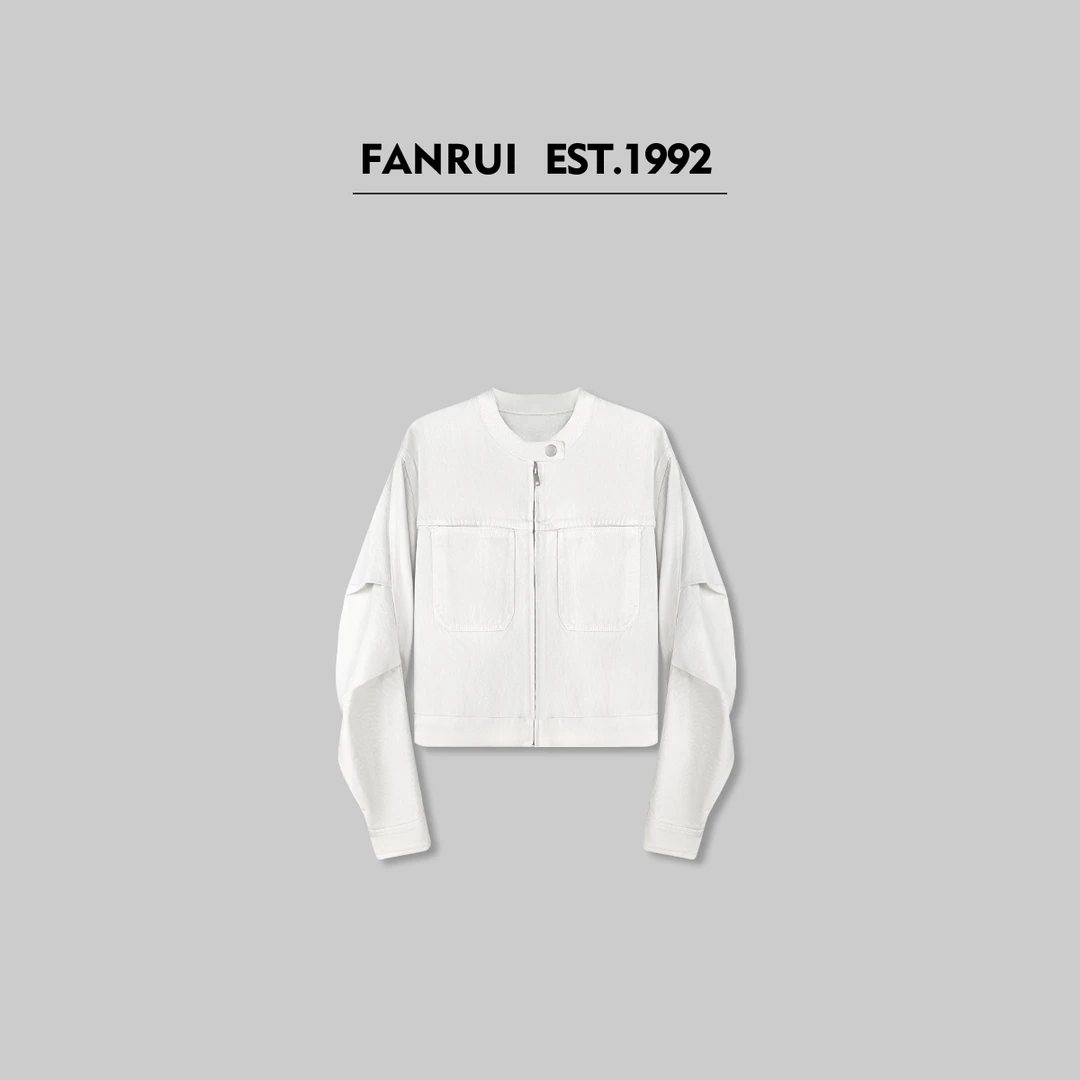 FANRUI/泛芮「月光海面」100棉褶皱设计感休闲牛仔外套B15033