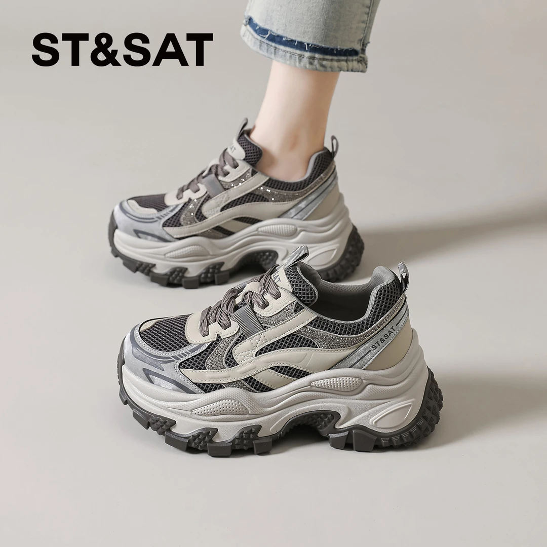 星期六厚底老爹鞋女2025新款秋季复古流行风格休闲鞋运动鞋巨好看