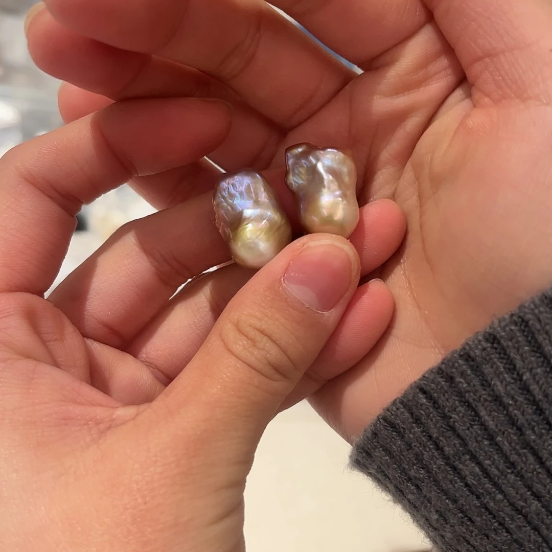 淡水珍珠耳饰银S925镶嵌