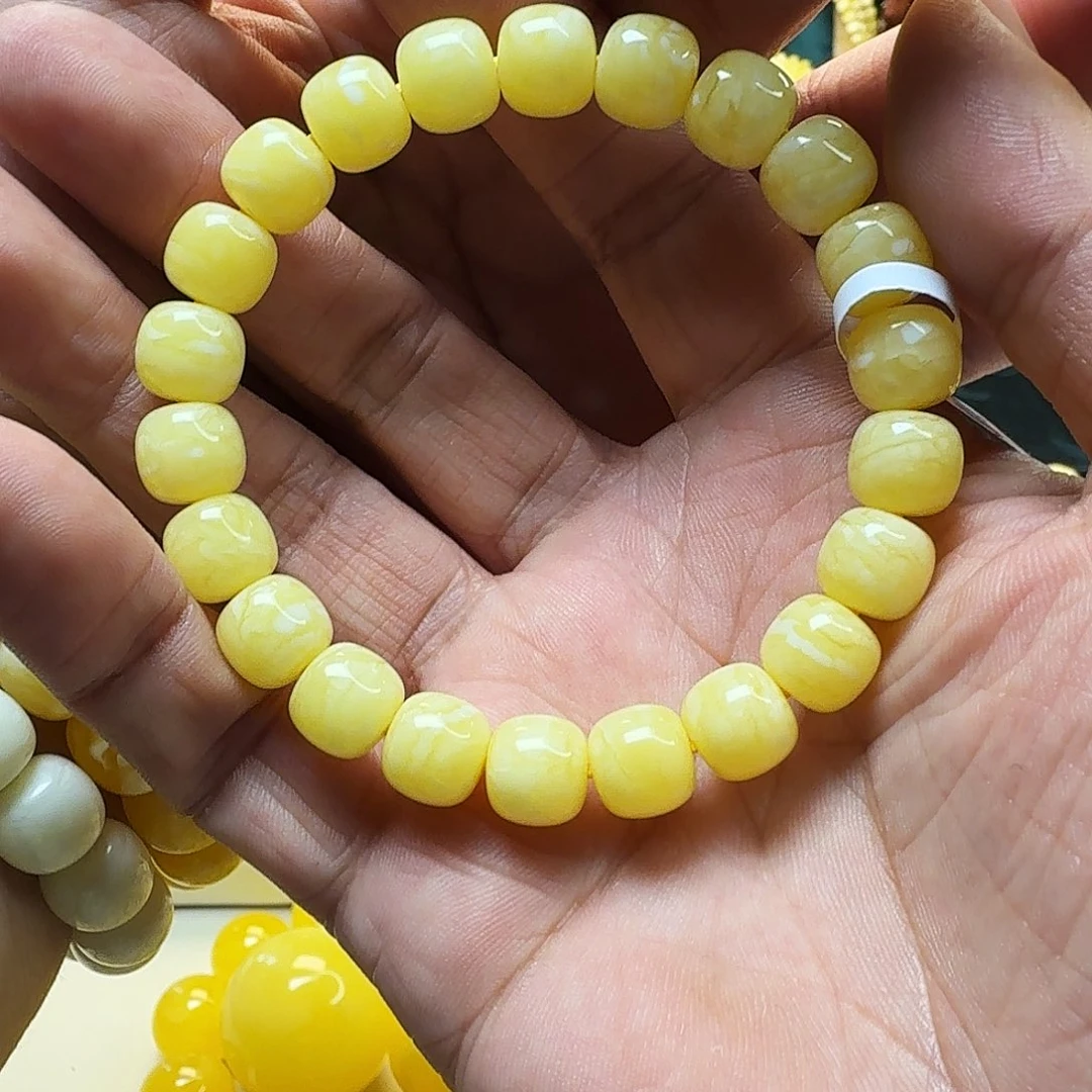 蜜蜡珠宝奇石未镶嵌嘎*焦皮同料10m单圈