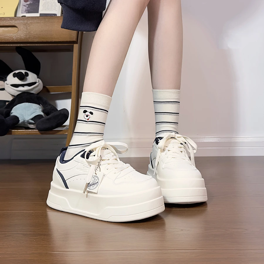 回力雾霾蓝松糕底小白鞋女2025新款厚底增高运动休闲鞋韩版板鞋女