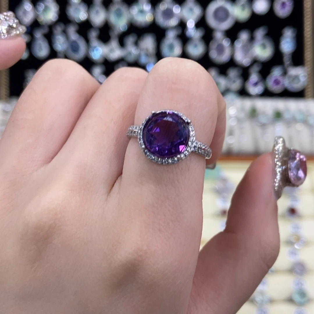 戒指银S925镶嵌紫晶