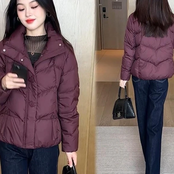 冬季新款短款棉服女时尚百搭修身显瘦立领加厚保暖棉袄外套潮