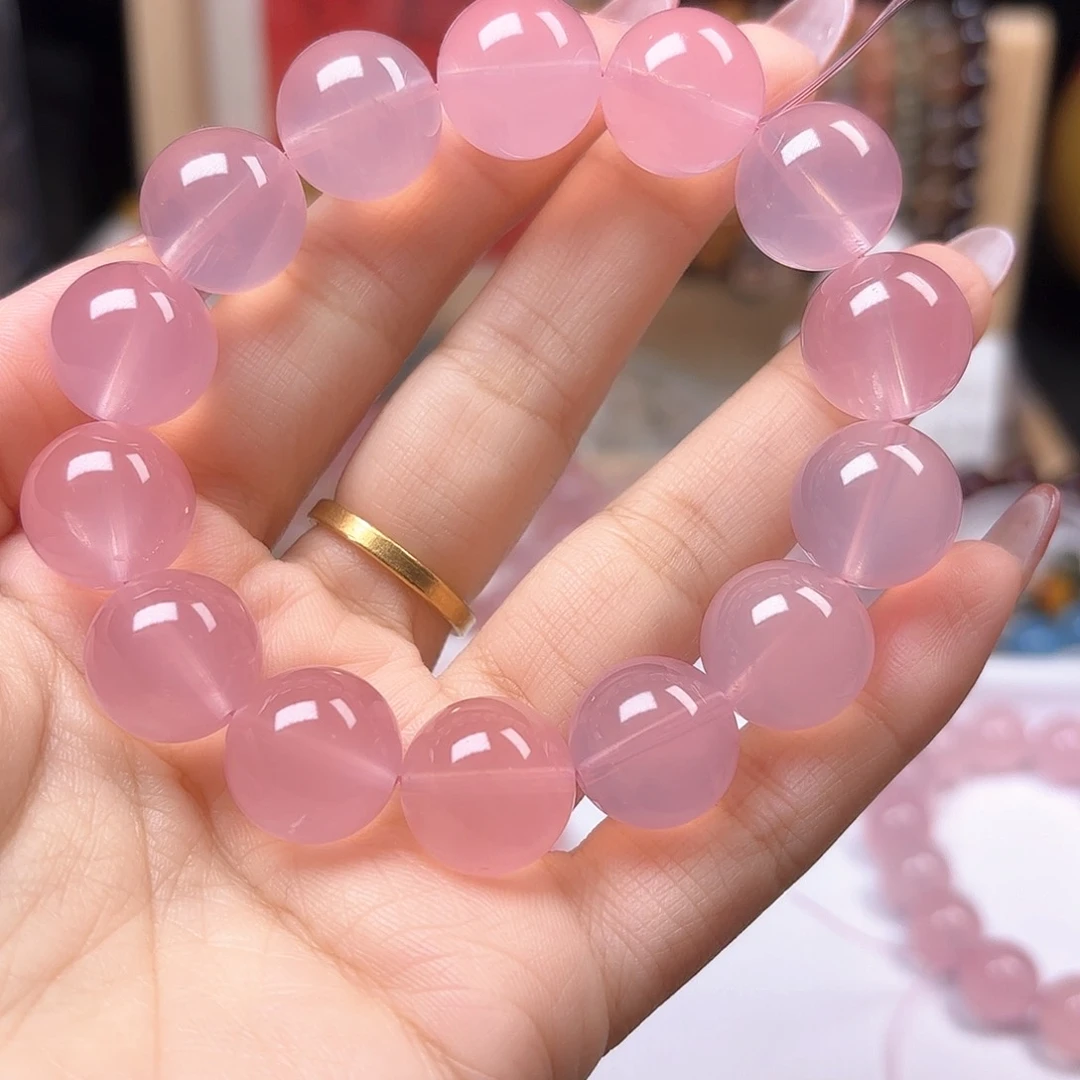 水晶手链未镶嵌舒****e老矿蜜桃15.4