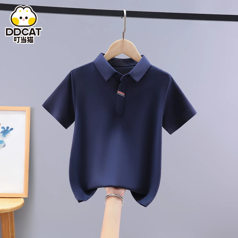 叮当猫男童Polo学生新款中大童洋气翻领短袖T恤半袖儿童夏装汗衫
