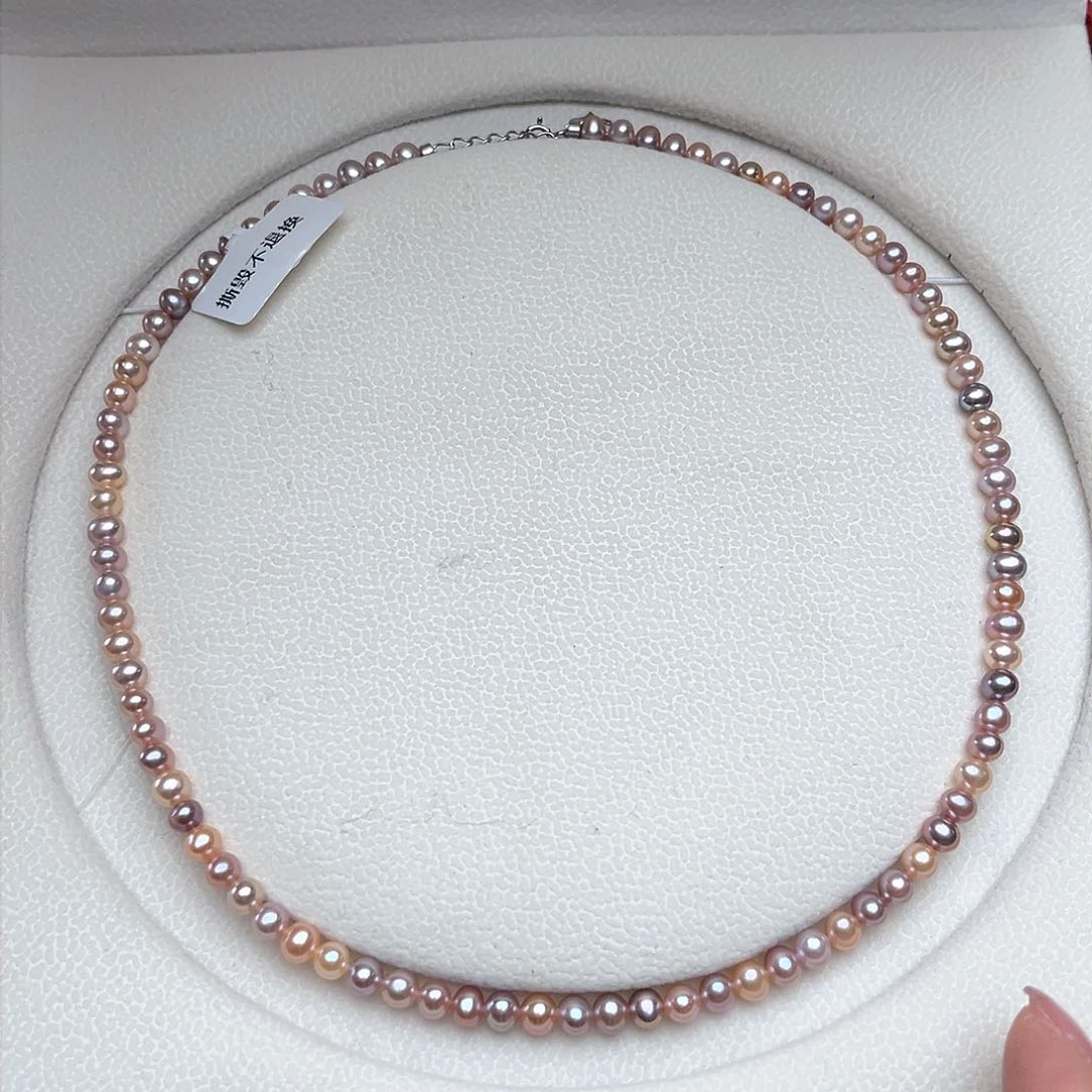 淡水珍珠颈饰银S925镶嵌5mm