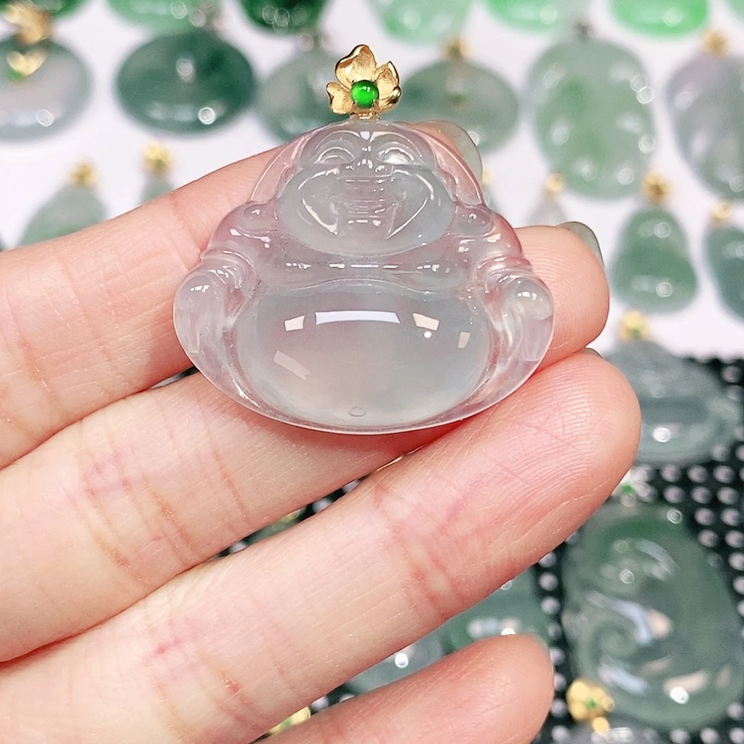 翡翠18K金镶嵌吊坠(不含链)