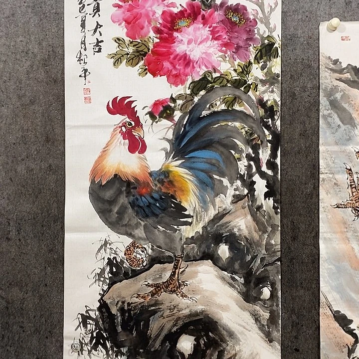 用***6国画四尺整张富贵大吉