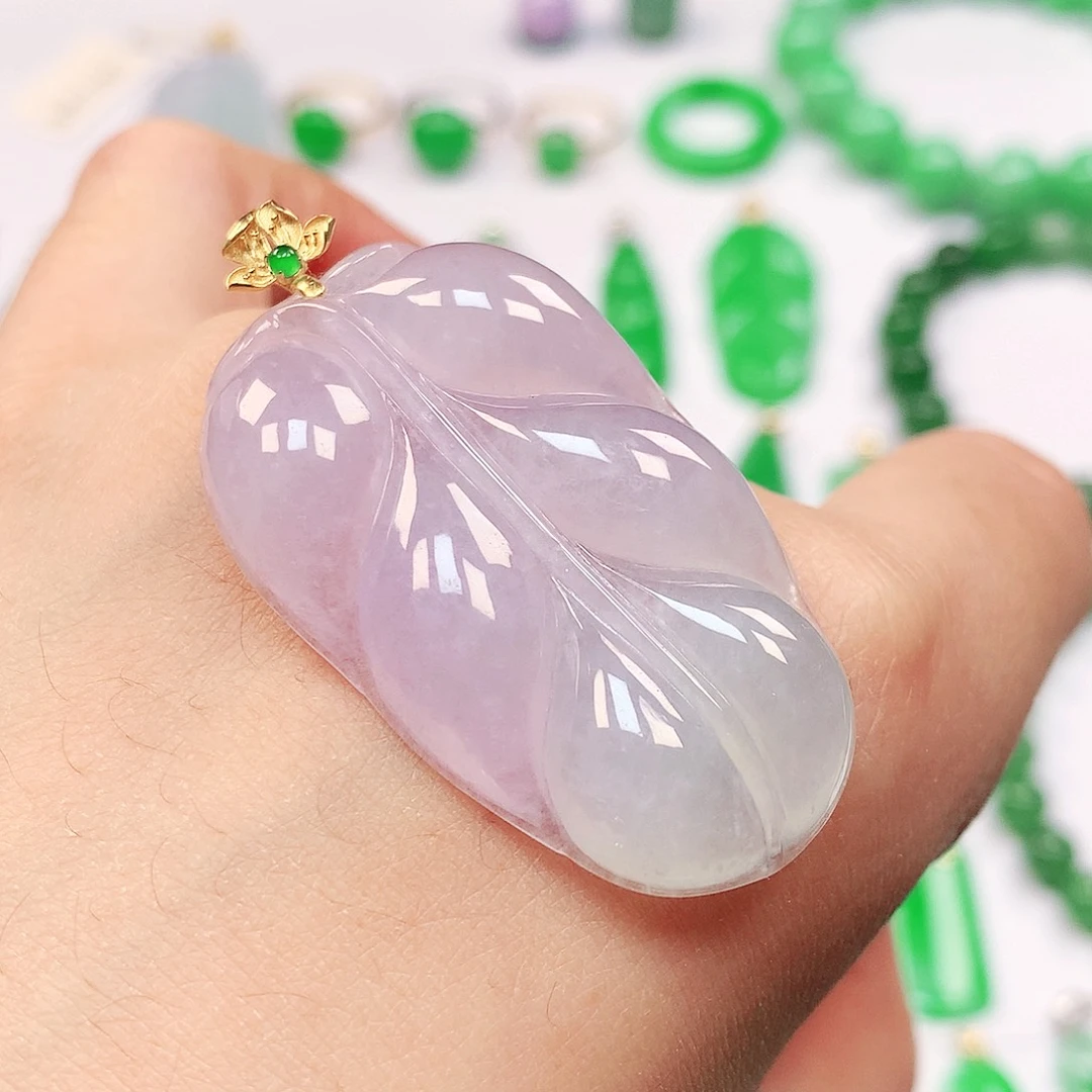 吊坠(不含链)18K金镶嵌翡翠